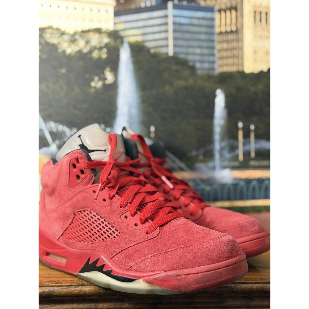 NIKE AIR JORDAN V 5 RETRO FLIGHT SUIT SUEDE UNIVERSITY RED BLACK 136027-602 9.5